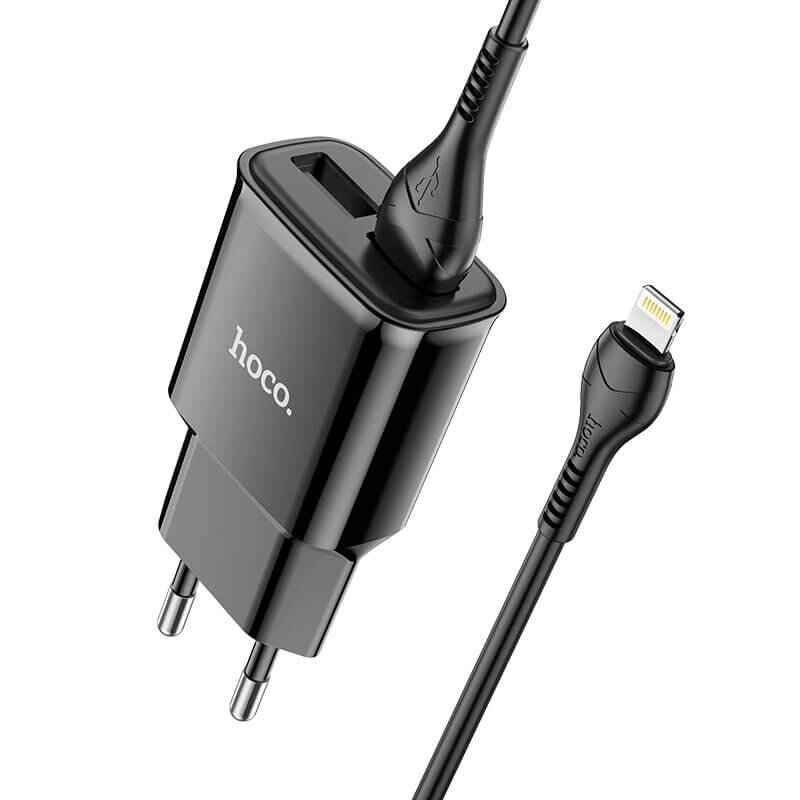 Адаптер мережевий HOCO Lightning Cable Star round dual port charger set C88A 2USB чорний від компанії da1 - фото 1