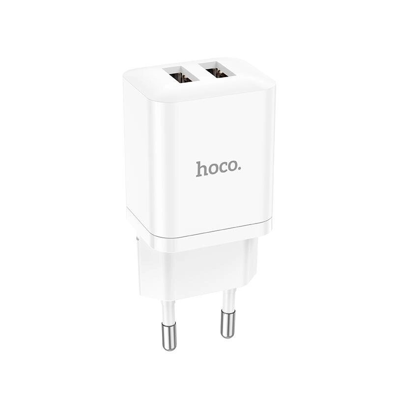 Адаптер мережевий HOCO Maker dual port charger N25 біле зарядне 2USB від компанії da1 - фото 1