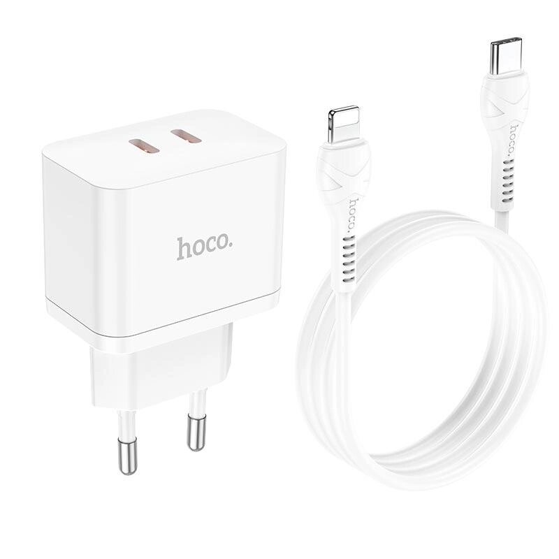 Адаптер мережевий HOCO Type-C to Lightning Cable Triumph charger set N29 2Type-C 35 W white від компанії da1 - фото 1