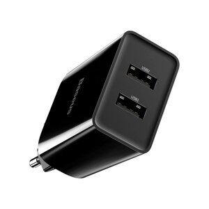 Адаптер мережевий BASEUS Speed Mini Dual U Charger 2 USB 10.5 W (CCFS-R01) чорний