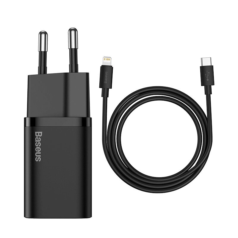 Адаптер сетевой BASEUS Type-C to Lightning cable Super Si Quick Charger Sets |Type-C, QC/PD, 3A,  20W| від компанії da1 - фото 1