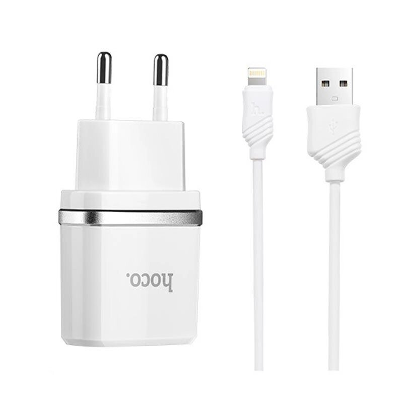 Адаптер сетевой Hoco Lightning cable C11 6957531047735 білий від компанії da1 - фото 1