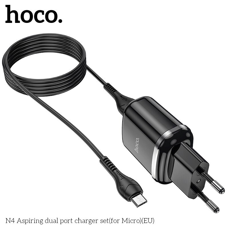 Адаптер сетевой HOCO Micro USB cable Aspiring dual port charger set N4 |2USB, 2.4A| від компанії da1 - фото 1