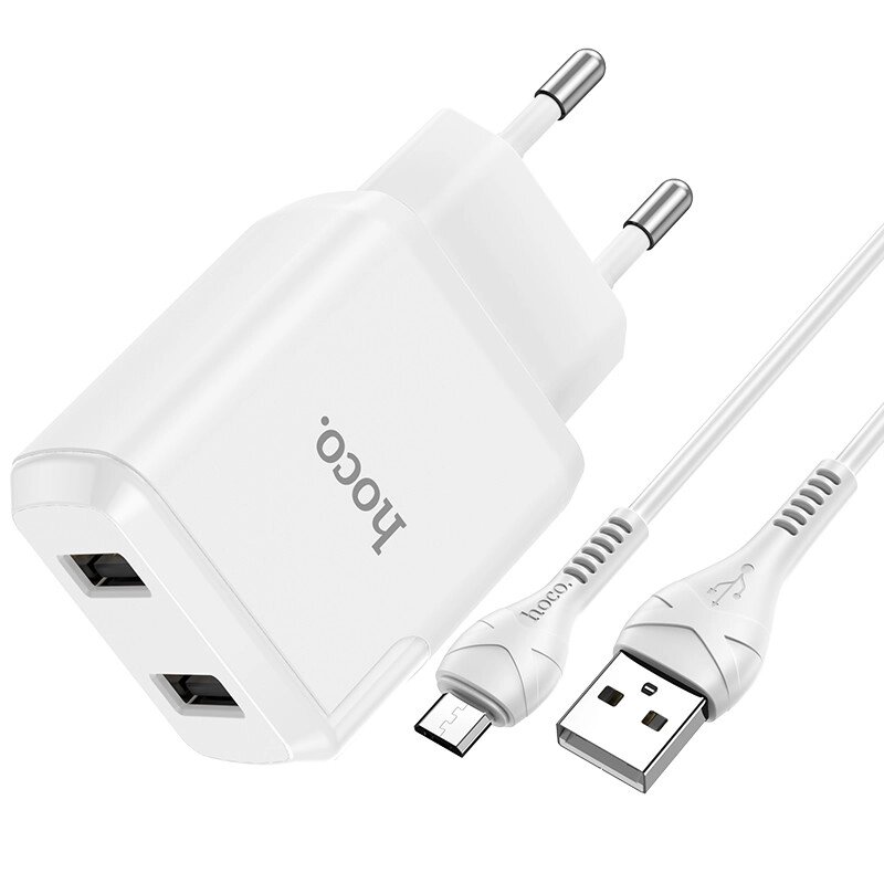 Адаптер сетевой HOCO Micro USB cable Speedy dual port charger set N7 |2USB, 2.1A| (Safety Certified) від компанії da1 - фото 1