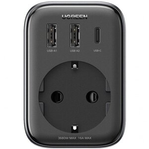 Адаптер зарядний — блок живлення UGREEN CD314 30 W Outlet Extender 3 виходи (2A1C)