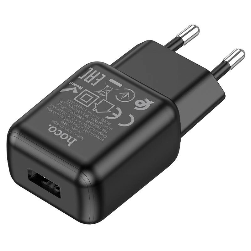 Адаптер живлення — зарядний пристрій Hoco C96A вихід 1 USB-A 10.5W чорний від компанії da1 - фото 1