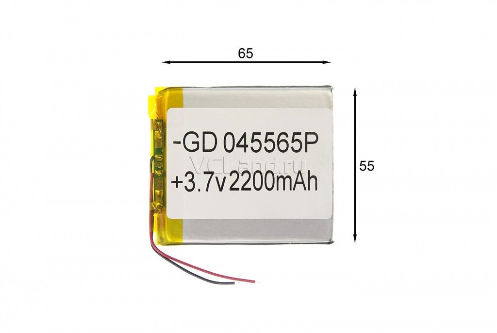 Акб батарея універсальна 55*65 mm на 2200 mAh на 2 дроти від компанії da1 - фото 1