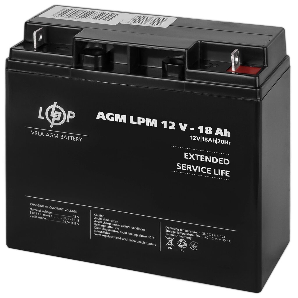 Акумулятор AGM LPM 12V - 18 Ah від компанії da1 - фото 1