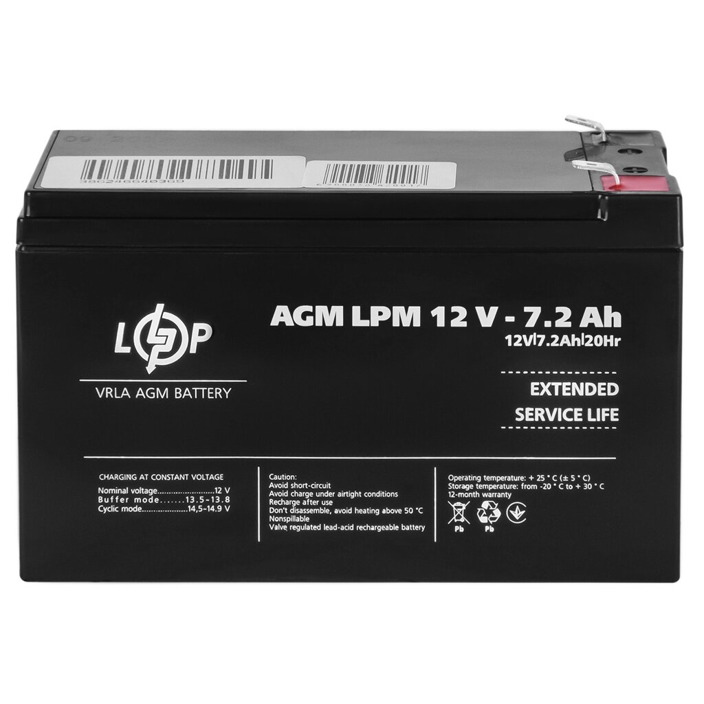 Акумулятор AGM LPM 12V - 7.2 Ah від компанії da1 - фото 1