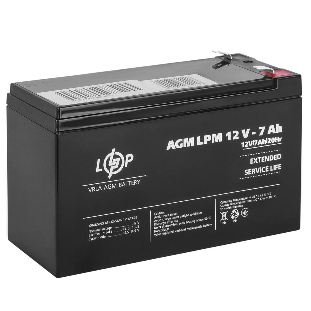 Акумулятор AGM LPM 12V - 7 Ah від компанії da1 - фото 1