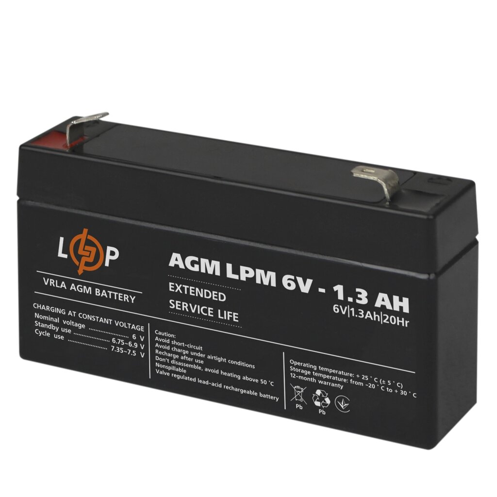 Акумулятор AGM LPM 6V — 1.3 Ah від компанії da1 - фото 1