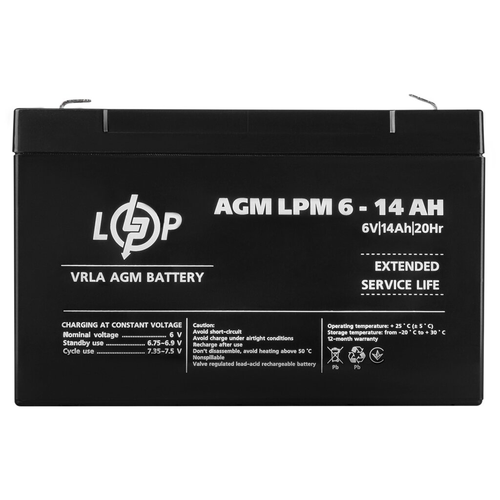 Акумулятор AGM LPM 6V - 14 Ah від компанії da1 - фото 1