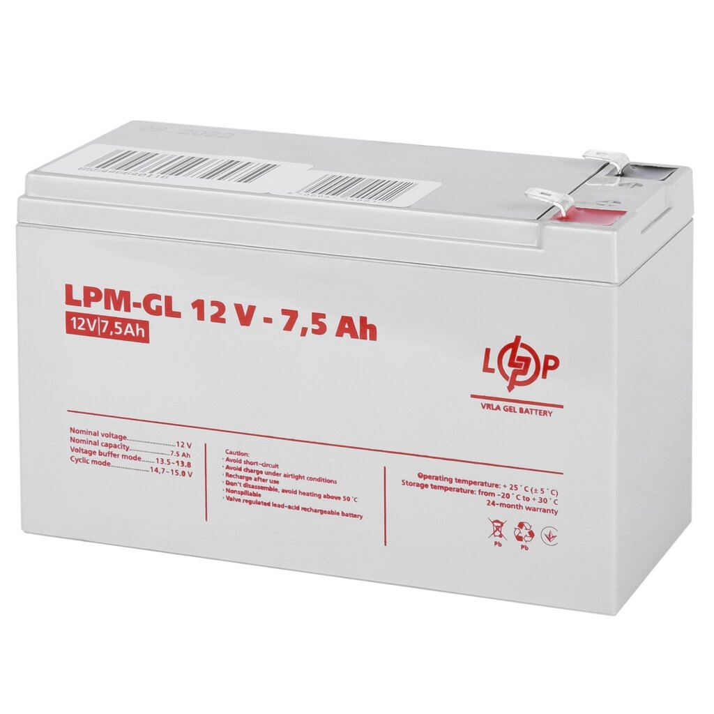 Акумулятор гелевий LPM-GL 12V - 7.5 Ah від компанії da1 - фото 1