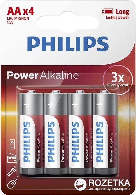 Акумулятор Philips Power Alkaline LR6 — у блістері 4 штуки від компанії da1 - фото 1