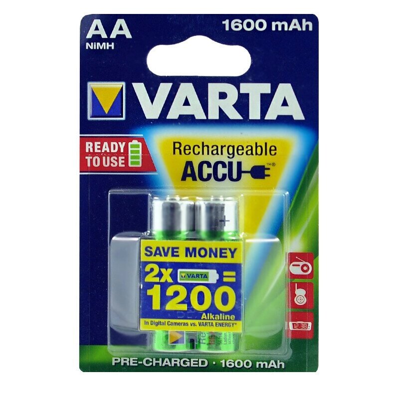 Акумулятор VARTA Longlife RECHARGEABLE ACCU AA 1600mAh BLI 2 NI-MH R6 від компанії da1 - фото 1