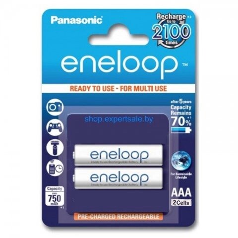 Акумулятори пальчикові Panasonic Eneloop AAA LR03 750 mAh Ni-Mh паковання з 2 штук від компанії da1 - фото 1