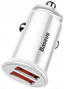 Автомобільний зарядний адаптер BASEUS Circular Plastic 2 USB A+A CCALL-YD02 білий
