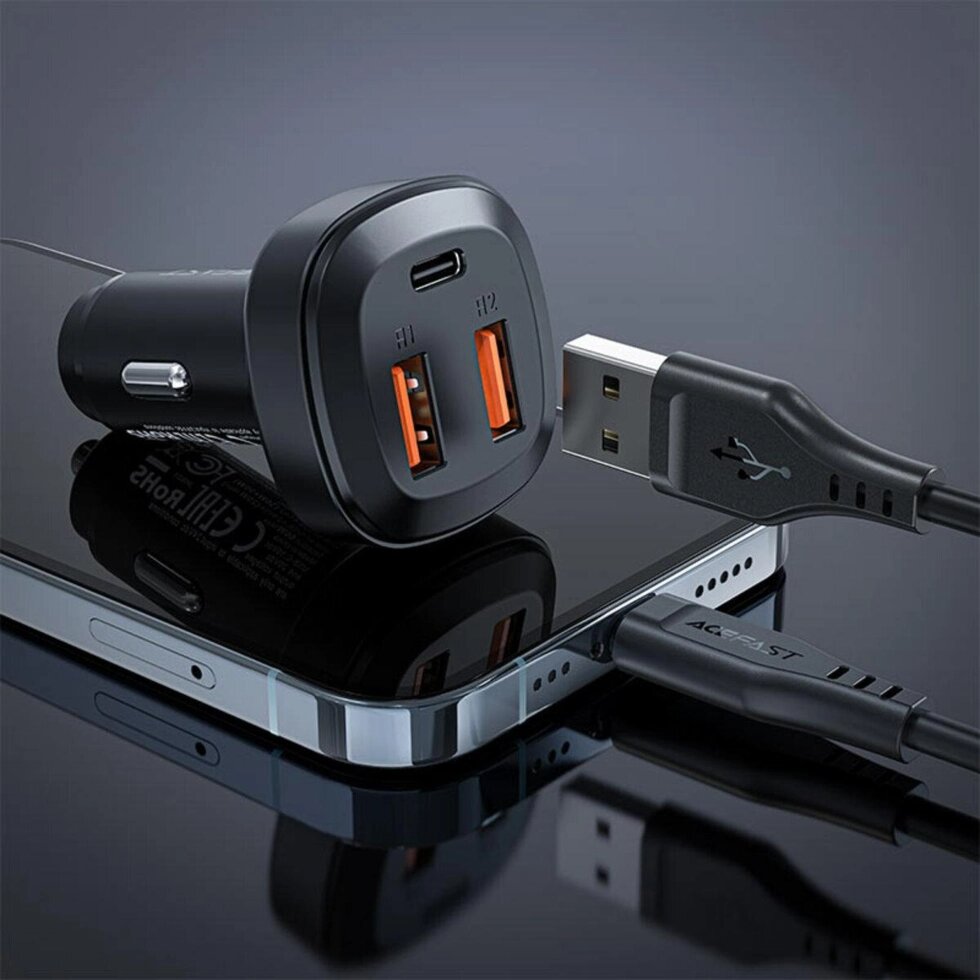 Автозарядний Acefast B9 66w (2 usb-A + Usb-C) Three Port Metal Car Charger від компанії da1 - фото 1