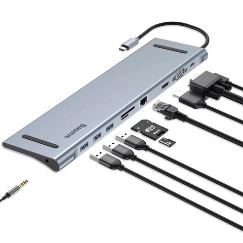 Багатофункціональна USB-C док-станція Baseus 10-в-1 Type-C хаб адаптер CATSX-F0G від компанії da1 - фото 1