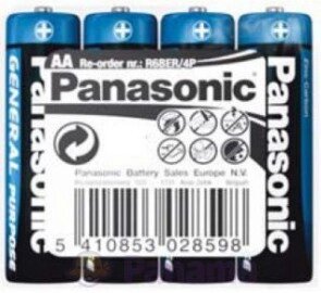 Батарейка АА пальчикова набір 4 штуки Panasonic GENERAL PURPOSE AA (R6) від компанії da1 - фото 1