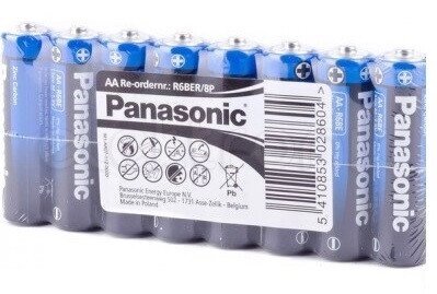 Батарейка-пальчик комплект 8 штук Panasonic GENERAL PURPOSE AA (R6) TRAY 8 ZINK-CARBON 8 шт./пач. (плівка) від компанії da1 - фото 1