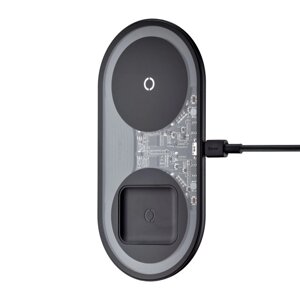 Бездротовий зарядний пристрій Baseus 2-in-1 Wireless Charger For Phone Watch Pods 15W crystal WXJK-A01