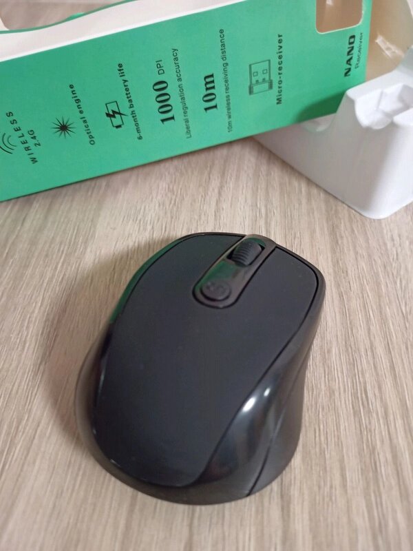 Бездротова мишка міні приймач нано Юсб чорна 2.4Ghz радіоканал від компанії da1 - фото 1