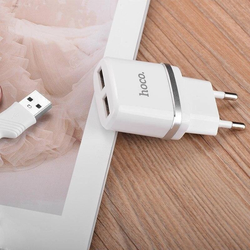 Блок живлення з кабелем Hoco C12 2.4 A 2 USB + lightning для iPhone 11 X 8 7 6 у комплекті від компанії da1 - фото 1