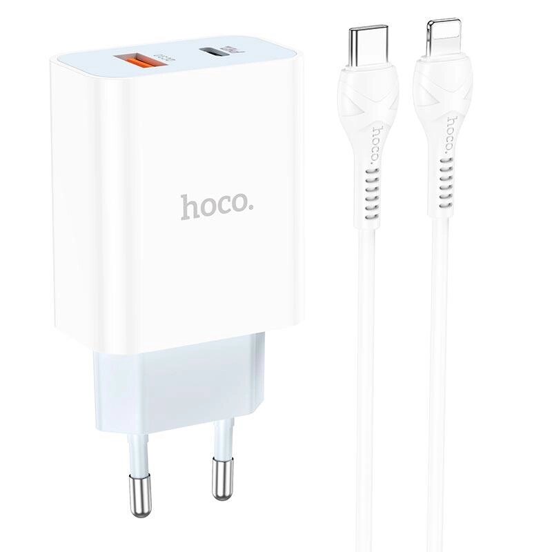 Блок живлення — зарядний адаптер HOCO Type-C to Lightning charger set C97A 2 виходи білий від компанії da1 - фото 1