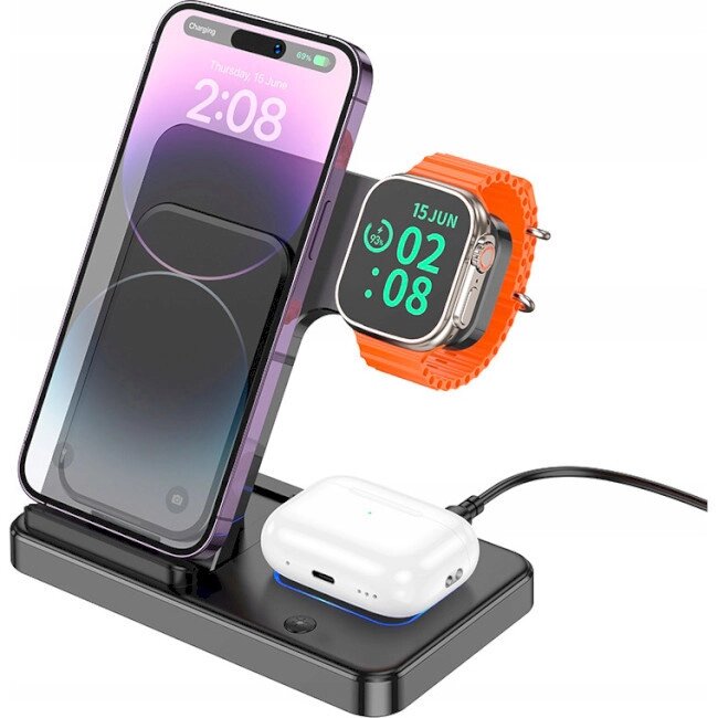 Док-станція — зарядна бездротова 3 в 1 — BOROFONE BQ26 Best 3-in-1 wireless fast charger від компанії da1 - фото 1