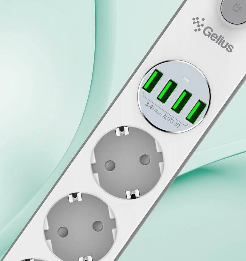 Фільтр мережевий Gelius Pro Power Strip G-Power 4 євророзетки та 4 USB-порти від компанії da1 - фото 1