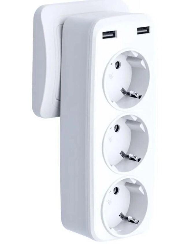 Фільтр подовжувач мережевий XO WL08 EU Smart Wall Plug Conversion Socket (3AC+2USB 2.4A) білий від компанії da1 - фото 1