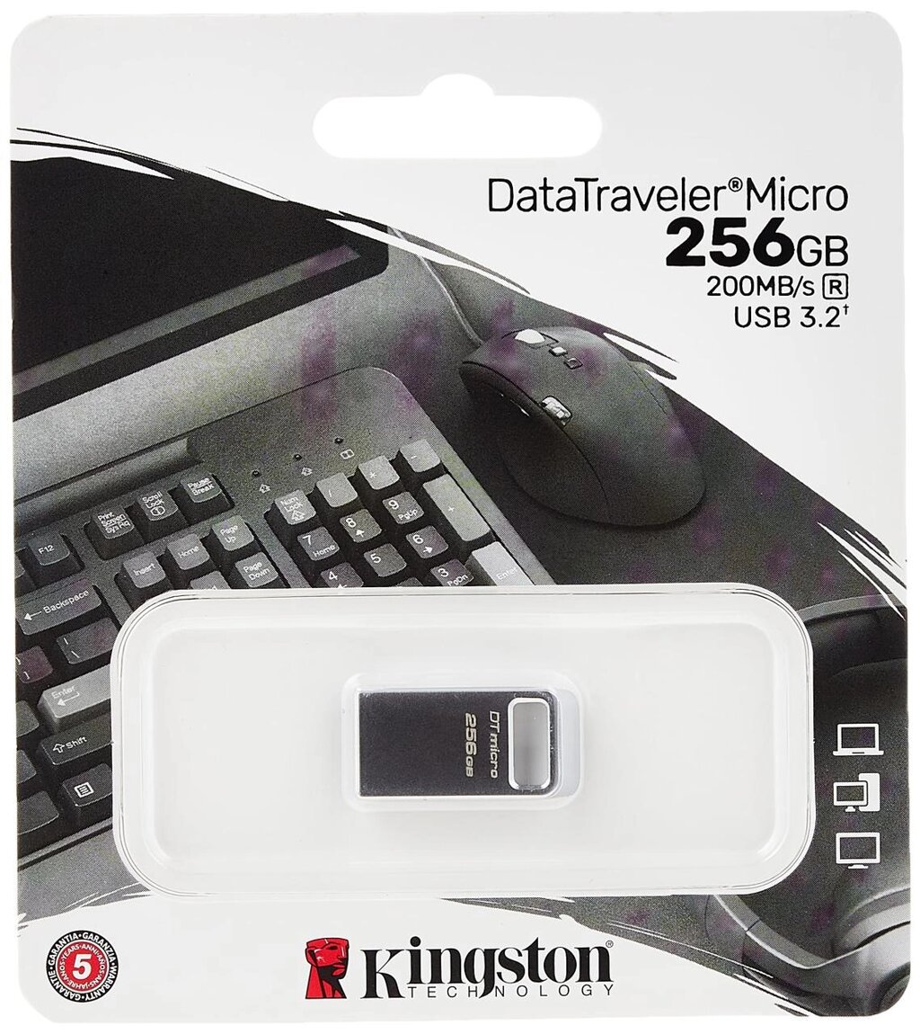 Флешка металева USB Kingston 256 Gb DT Micro 3.2 (DTMC3G2/256GB) від компанії da1 - фото 1