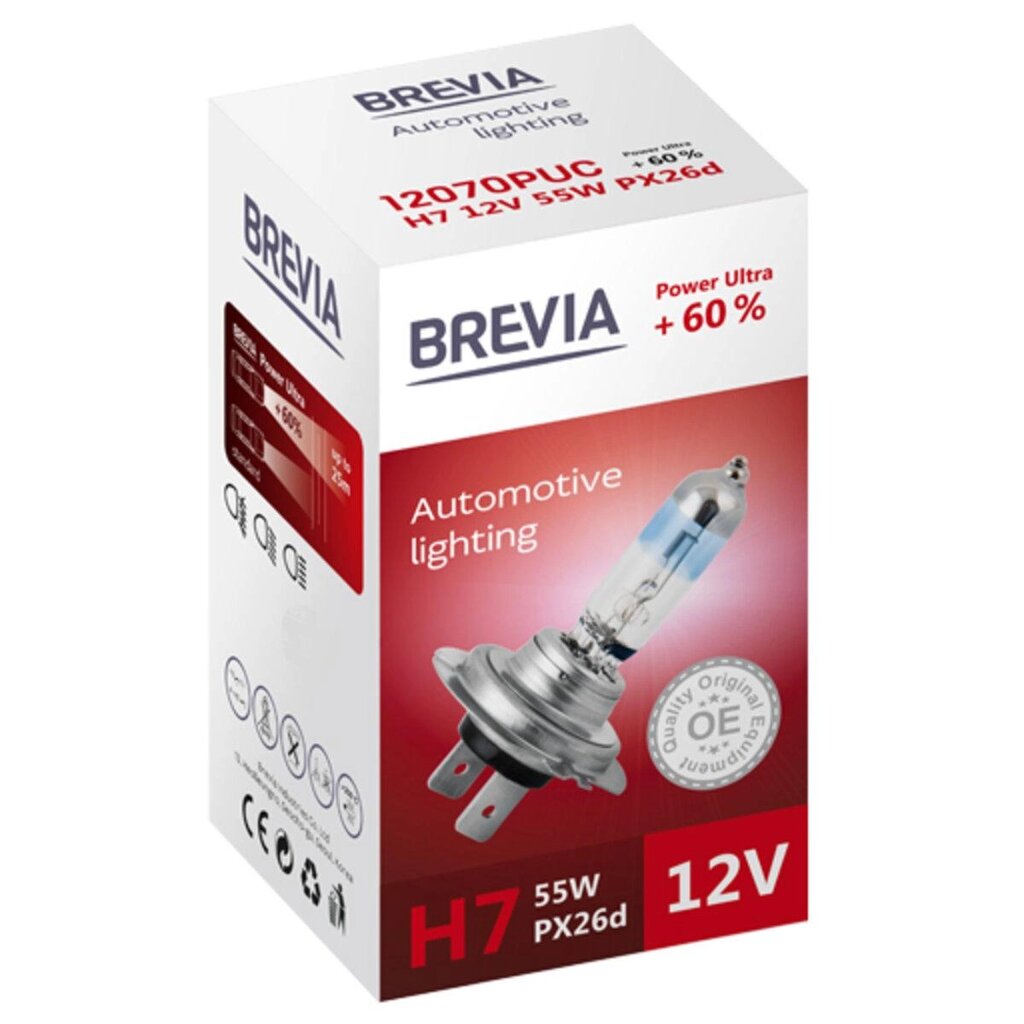 Галогенова лампа Brevia H7 12 V 55 W PX26d Power Ultra +60% CP від компанії da1 - фото 1