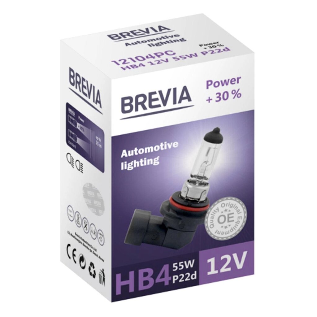 Галогенова лампа Brevia HB4 12 V 55 W P22d Power +30% CP від компанії da1 - фото 1