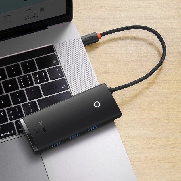 Хаб розгалужувач Baseus Lite Series Hub 5-in-1 USB-C to 3xUSB-A/USB-C/HDMI 0.2m (WKQX040001) від компанії da1 - фото 1