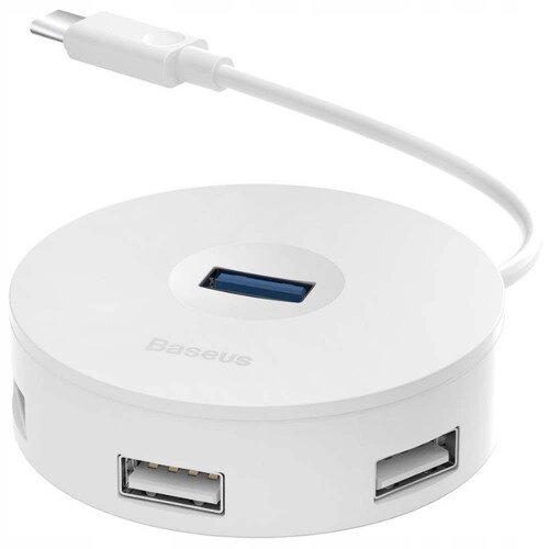 Хаб Type-C BASEUS Round Box — на 1*USB3.0 + 3*USB2.0 CAHUB-G02 білий від компанії da1 - фото 1