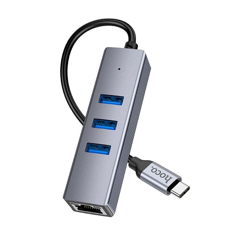 HUB адаптер Easy link Type-C Gigabit network adapter HB34 (Type-C to USB3.0*3+RJ45) від компанії da1 - фото 1