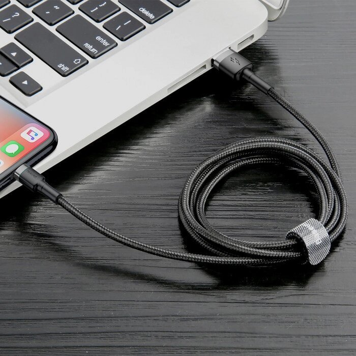 Кабель Baseus Cafule Lightning USB 1.5 A 2m Black-Grey CALKLF-CG1 від компанії da1 - фото 1