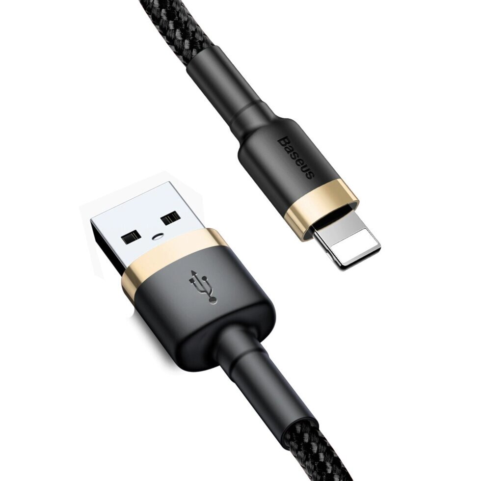 Кабель Baseus Cafule Lightning USB 2.4 A 1m Black-Gold CALKLF-BV1 від компанії da1 - фото 1