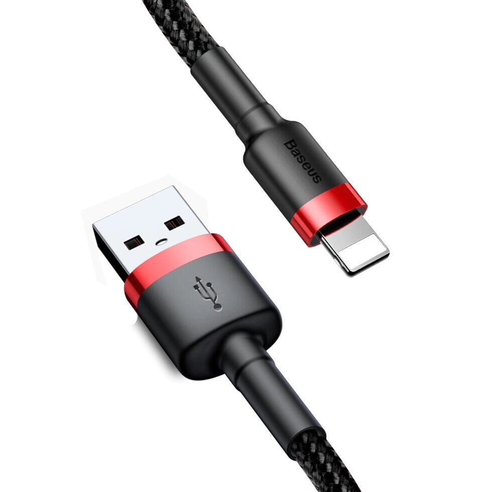 Кабель Baseus Cafule Lightning USB 2.4 A 1m Black-Red CALKLF-B19 від компанії da1 - фото 1