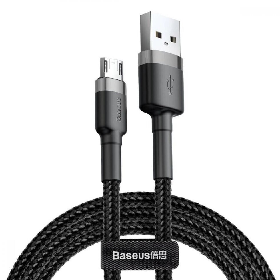 Кабель Baseus Cafule microUSB USB 2.4 A 1m Black-Grey CAMKLF-BG1 від компанії da1 - фото 1