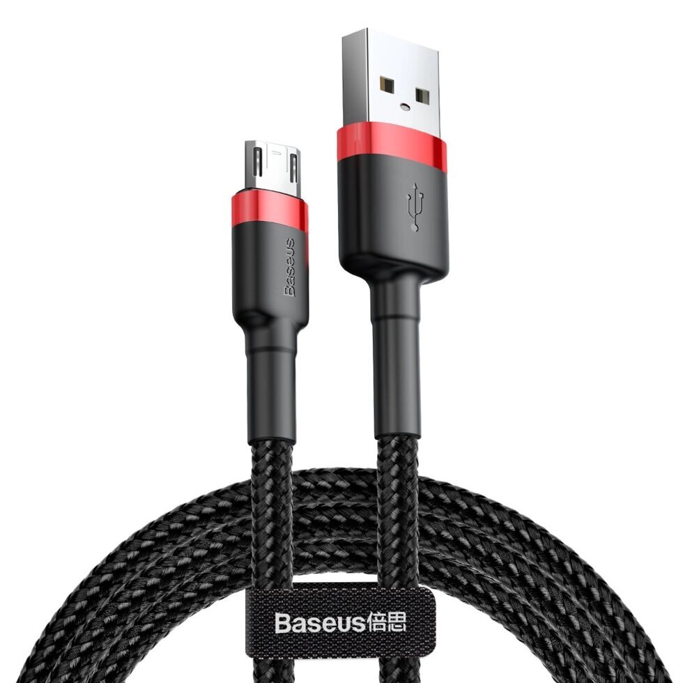 Кабель Baseus Cafule microUSB USB 2.4 A 1m Black-Red CAMKLF-B91 від компанії da1 - фото 1