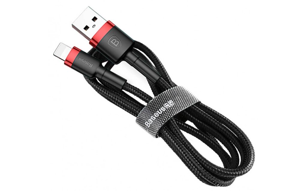 Кабель Baseus Cafule USB 2.0 to Lightning 1.5A 2M Чорний/Червоний (CALKLF-C19) від компанії da1 - фото 1