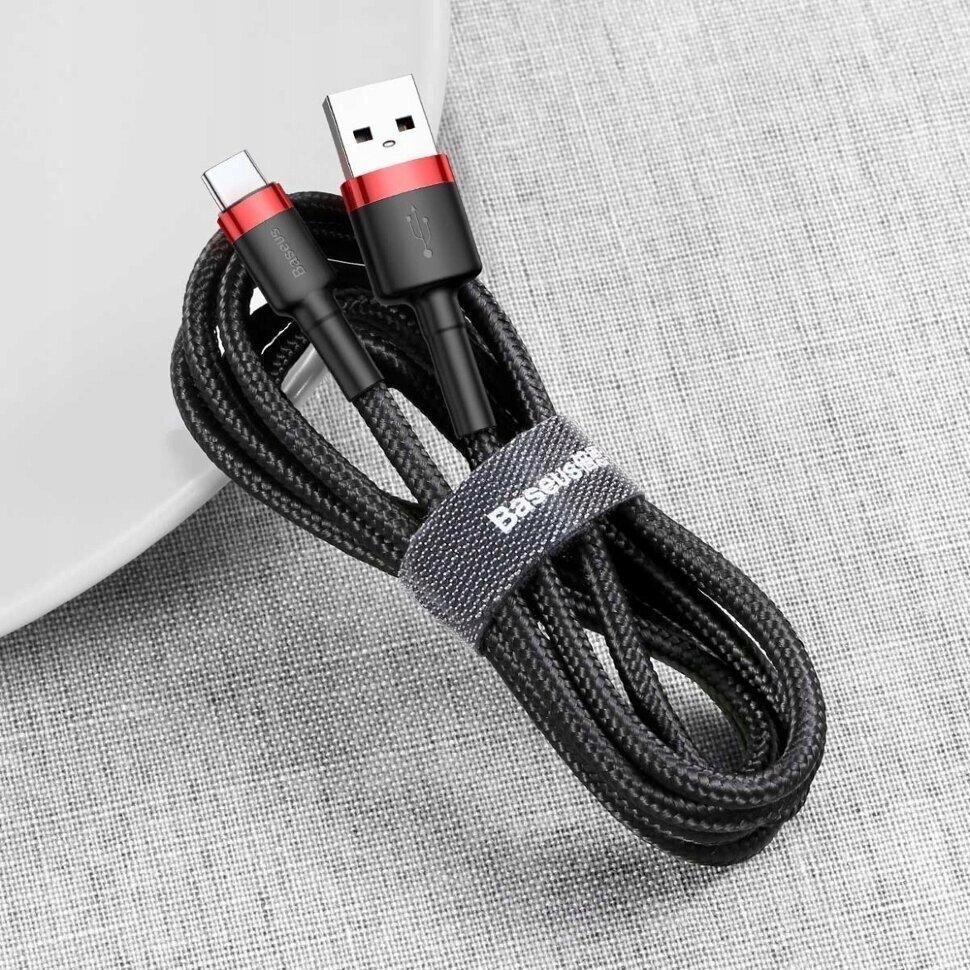 Кабель Baseus Cafule USB Type-C USB 3 A 1m Black-Red CATKLF-B91 від компанії da1 - фото 1