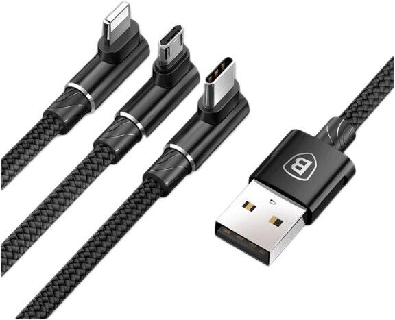 Кабель Baseus MVP 3in1 Game Cable USB 3.5 A 1.2 м чорний CAMLT-WZ01 від компанії da1 - фото 1