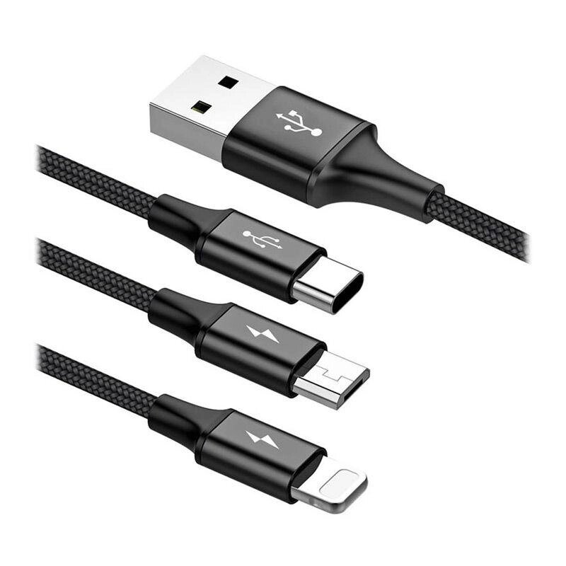 Кабель Baseus Rapid Series 3-in-1 cable IP + Micro + Type-C CAJS000001 120 см від компанії da1 - фото 1