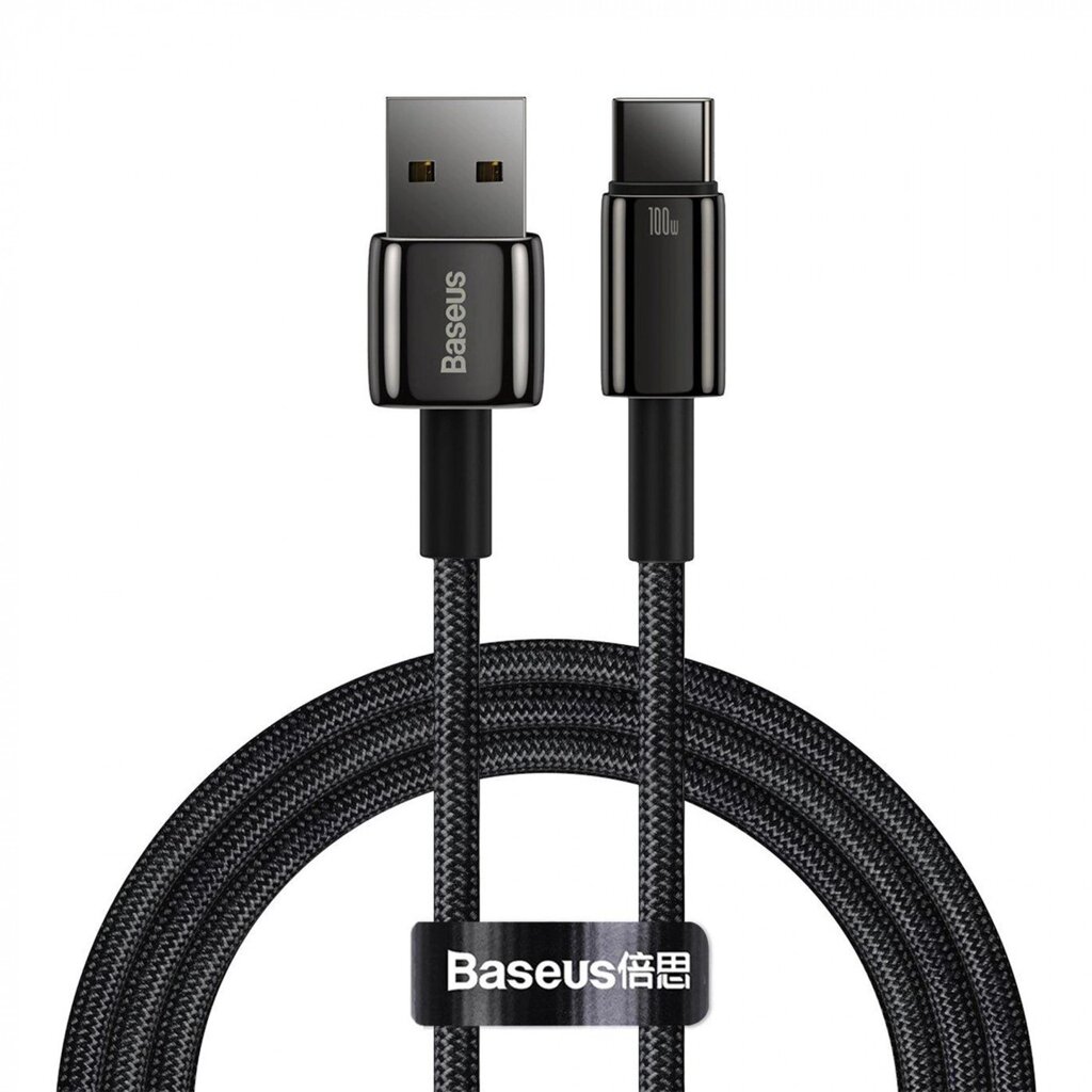 Кабель Baseus Tungsten Gold Fast Charging 100W USB-A to USB-C 2 метри чорний від компанії da1 - фото 1