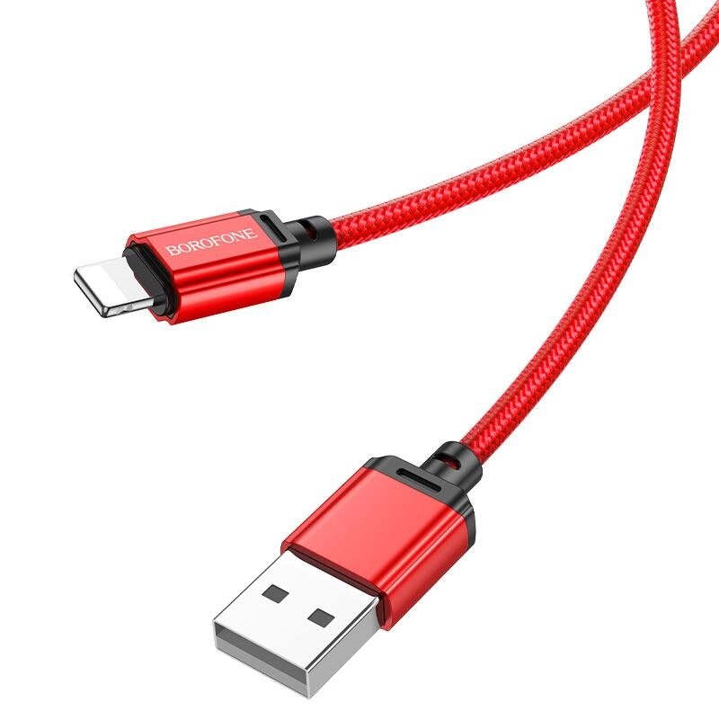 Кабель Borofone BX87 Sharp USB — Lightning посилений обплетення червоний від компанії da1 - фото 1