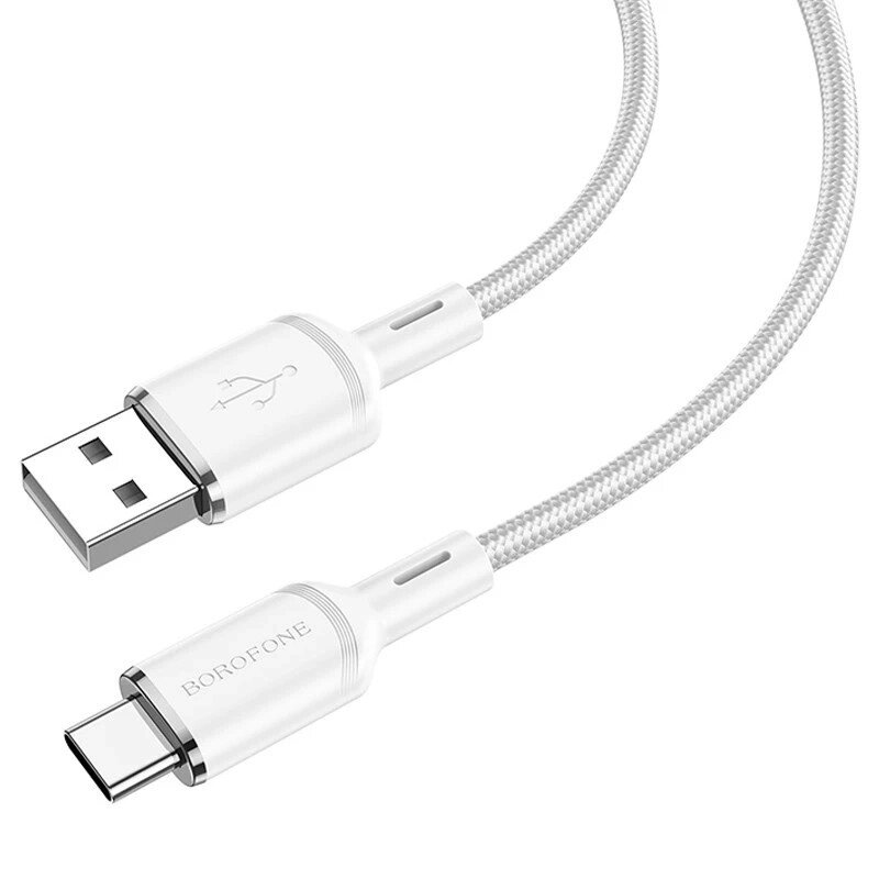 Кабель Borofone Bx90 Cyber USB — Type-C посилений нейлонове обплетення 1 метр білий від компанії da1 - фото 1